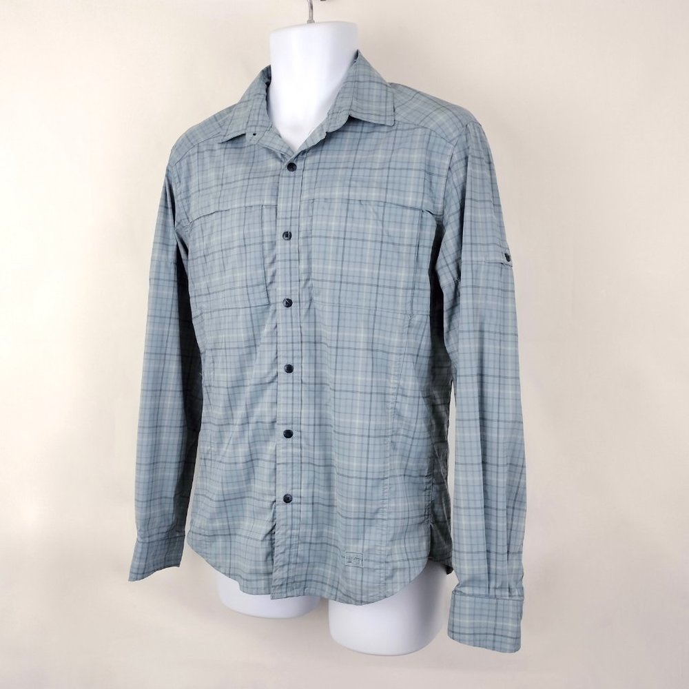 REI Light Blue Plaid Long Sleeve Vented Fishing Hiking Outdoor Shirt Size Small
